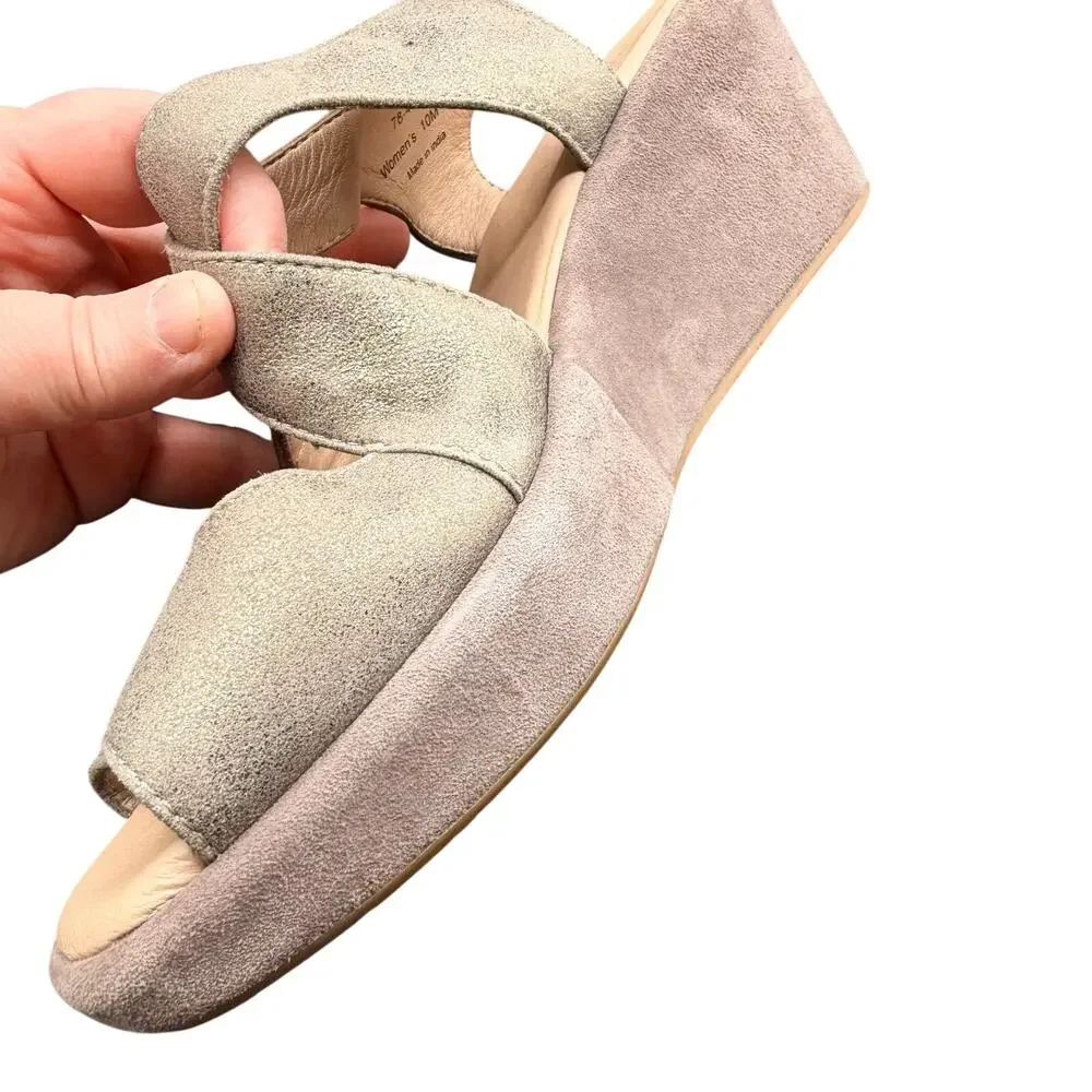 Johnston & Murphy Wedge Sandals Size 10M Taupe Suede Platform